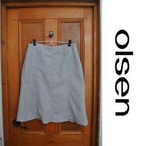 Like New Olsen Pale Blue Linen Knee Length Skirt
